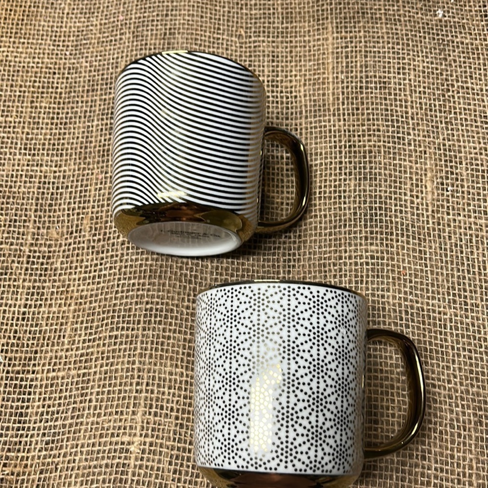 I. Godinger & Co. 2 Coffee Tea Mug Cup Gold White